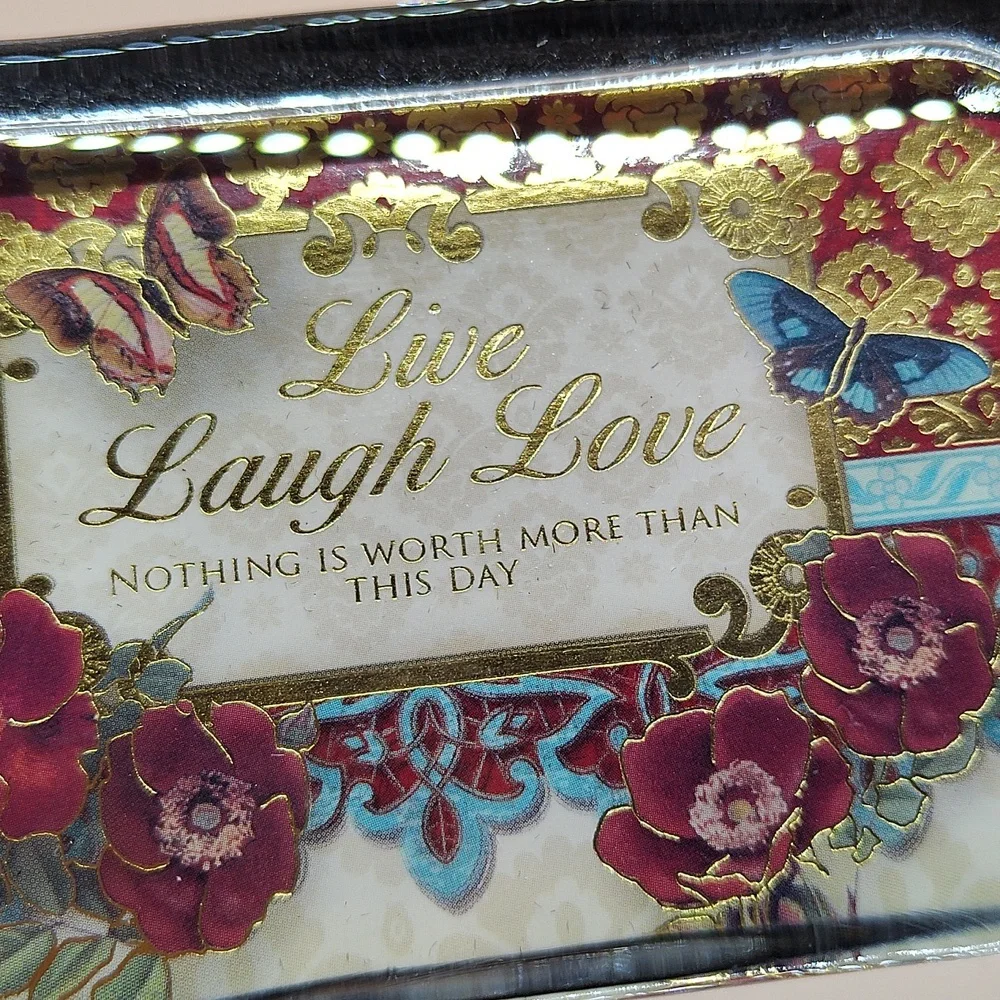 Vintage Glass Paperweight - Live Laugh Love